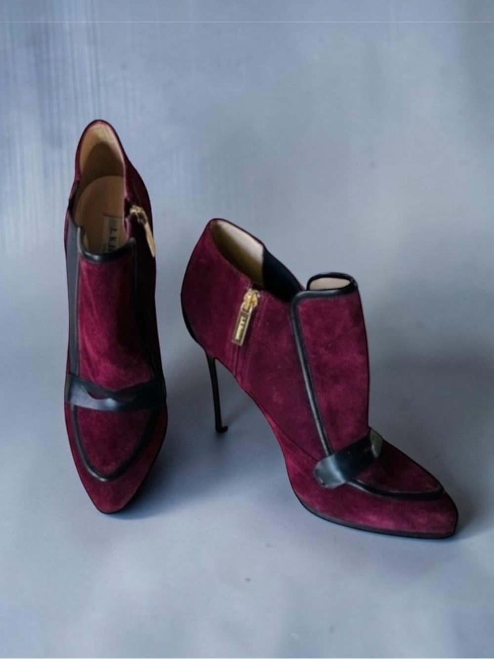L.K. BENNETT Suede Leather Merlot Booties Shoes Size 39